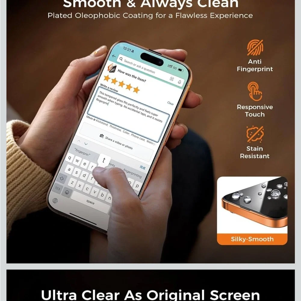 9H+ Hardness for iPhone 17 Pro Screen Protector 12FT Military Grade Protection